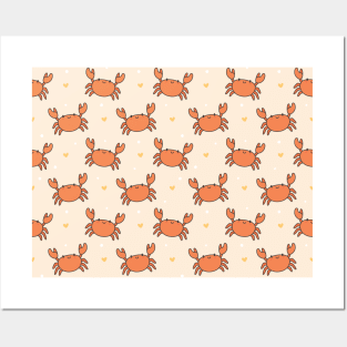 Crab Cute Animal Pattern Posters and Art